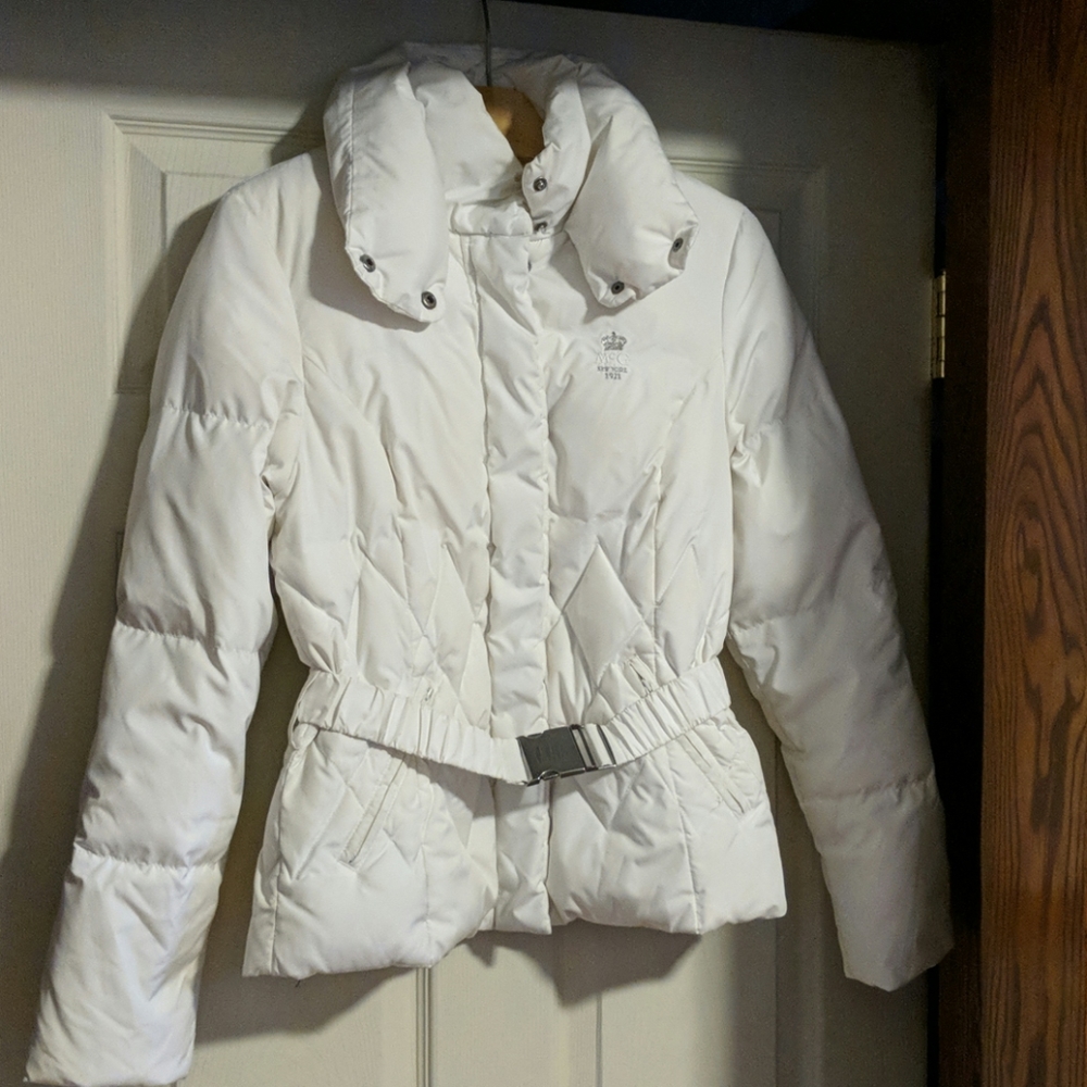 McGregor white down coat with belt, 36